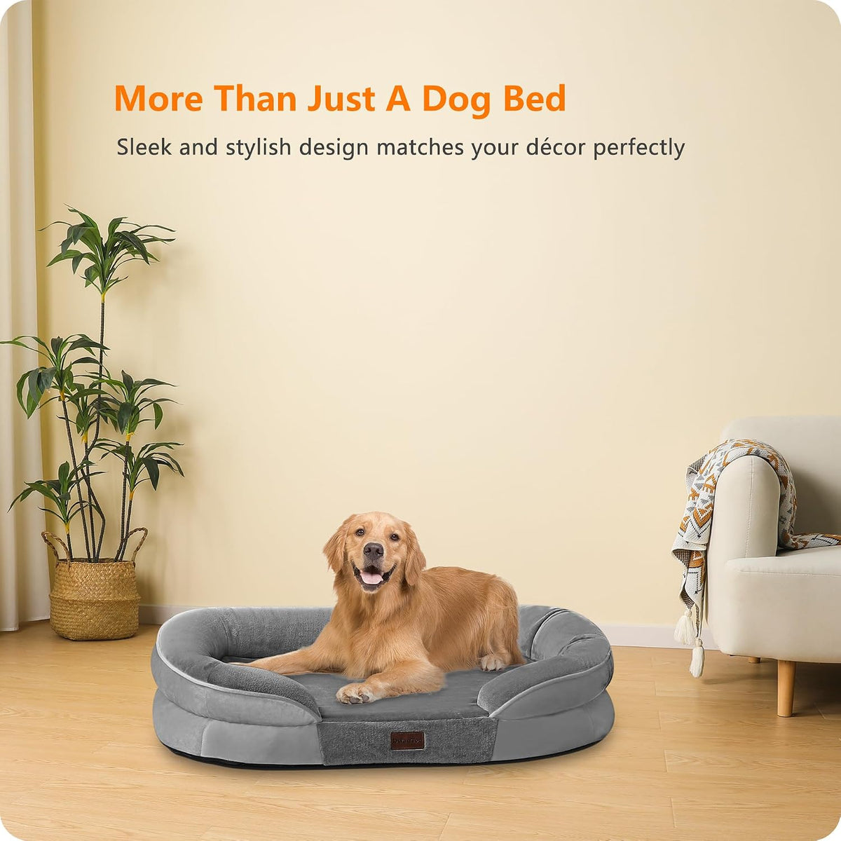 Dwanton Orthopedic Waterproof Large Dog Bed Sofa, Gel Memory Foam, 42"