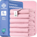 Accompagner Incontinence Bed Pads Washable Waterproof Underpads 24"x24" 6pc | 4-Layer Heavy Absorbency Reusable Chair Pads for Adults, Elderly, Dogs, Diaper Changing, Seat, Wheelchair & Sofa (Pink)