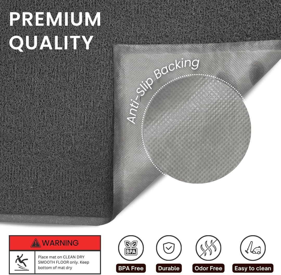 Andalus Medium Cat Litter Mat, Pack of 1 - Waterproof, Non-Slip & Easy to Clean Cat Litter Box Mat for Extra Efficient Pet Litter-Trapping, Grey (23.5” X 15.75”)