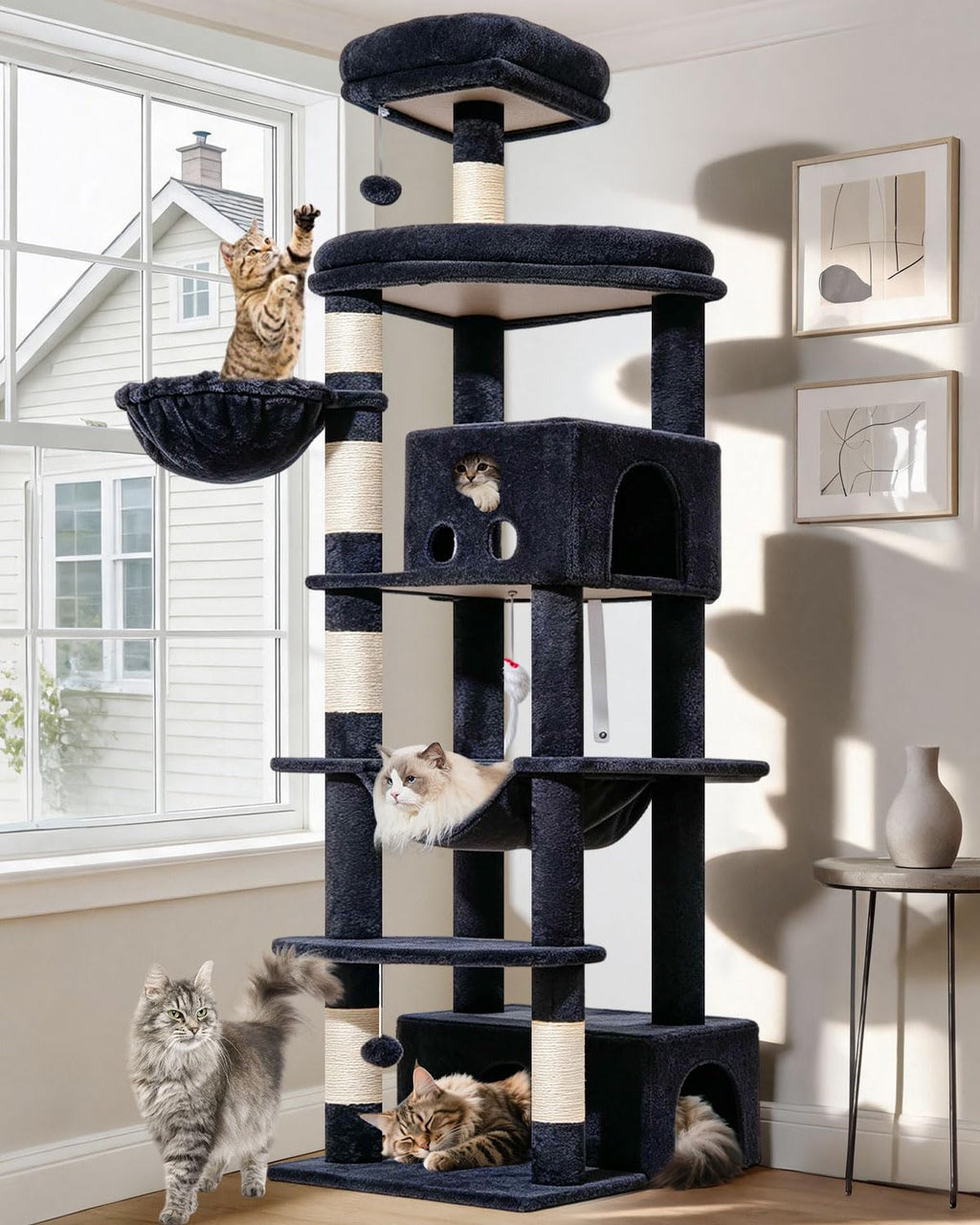 Taoqimiao 79in Cat Tree, Tall Large Cat Tower for Indoor Adult Cats S10G