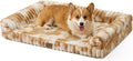 COZY KISS Faux Rabbit Fur Dog Bed for Medium Dogs, Tie-Dye Brown, 36"x27"
