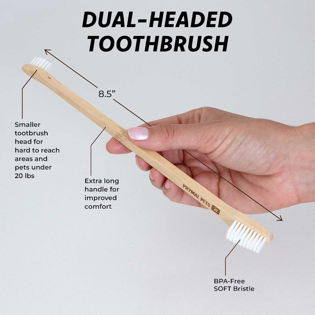 Dog and Cat Toothbrush - Two Sided Bamboo, Soft Bristles 4-Pack 