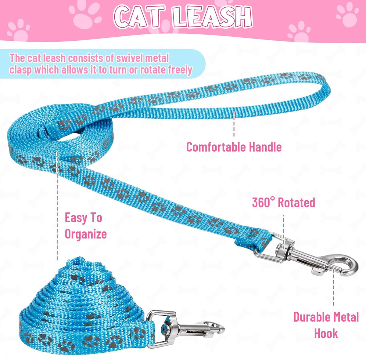 Auidy_6TXD 3 Pack Cat Harness and Leash Reflective Cat Harness
