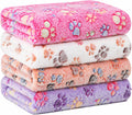 Tatuo 4 Pcs Fleece Dog Blankets for Puppy Cat, Mixed, 51 x 63 in, Paw