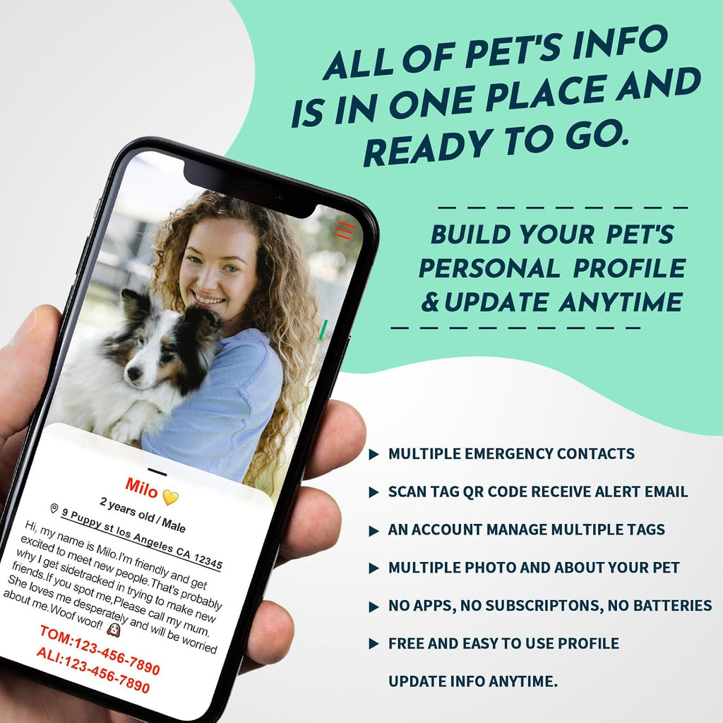 MYLUCKYTAG QR Code Dog Tags - Scan for Instant Pet Location Alert Email