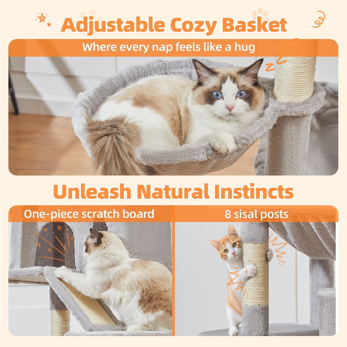 Taoqimiao Cat Tree, 71 in Extra Large Cat Tower for Inddor Cats, MS026LW