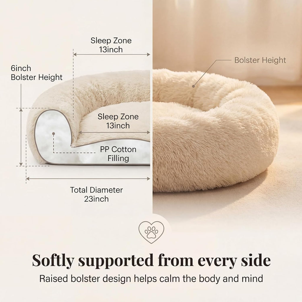 nononfish Dog Bed for Small Dogs,Calming Donut Plush Pet Bed
