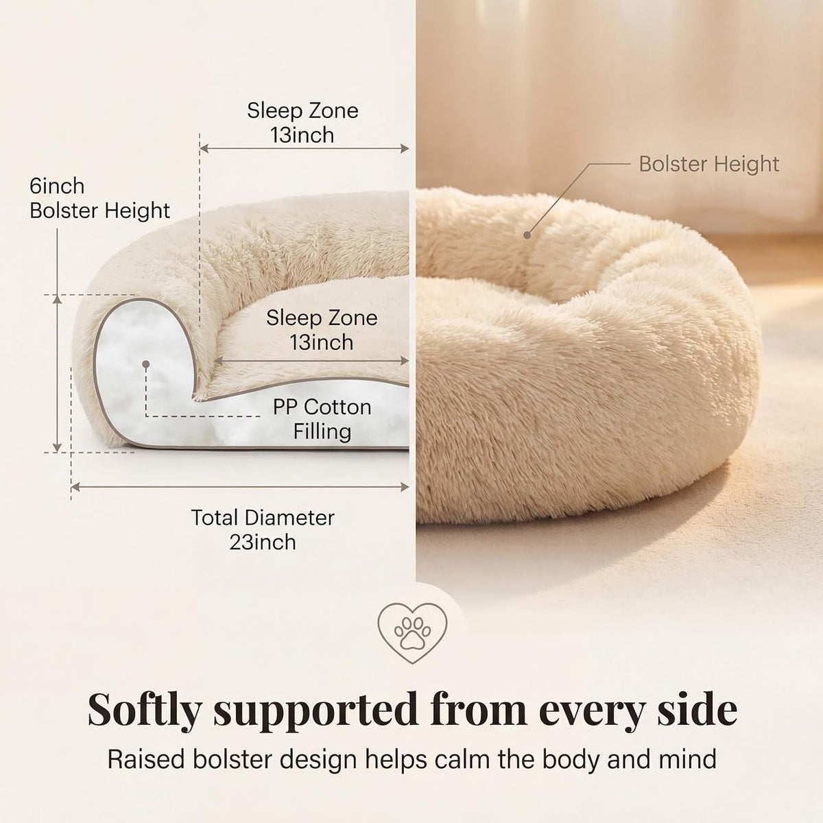 nononfish Dog Bed for Small Dogs,Calming Donut Plush Pet Bed