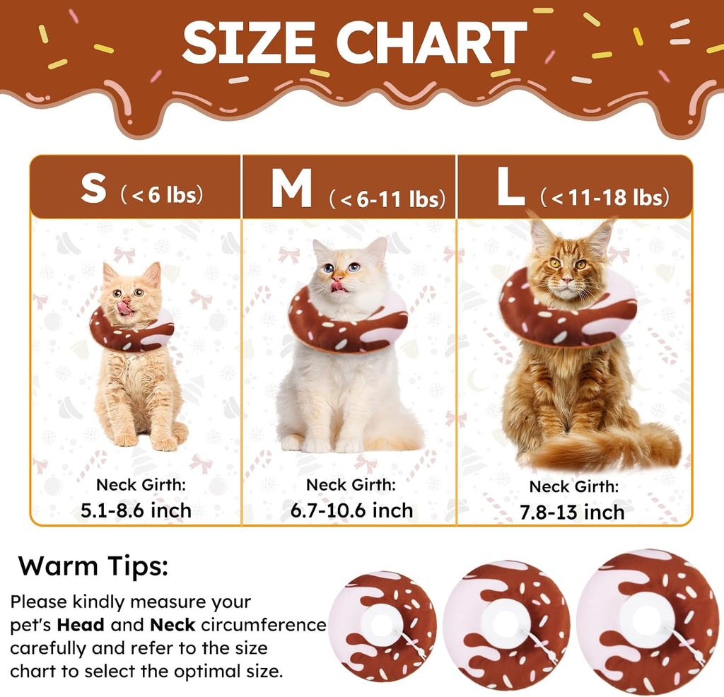 Hpetppy Cat Cone Collar Soft, Cat Recovery Collar for Wound Healing Cute Donut Adjustable Kitten Cones to Stop Licking Comfortable Lightweight Neck Elizabethan Collars for Cats Kittens After Surgery