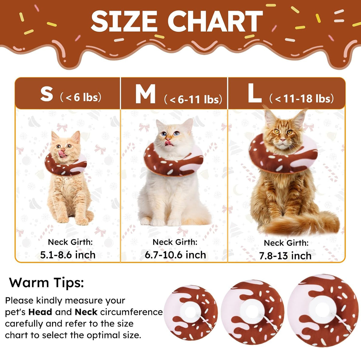 Hpetppy Cat Cone Collar Soft, Cat Recovery Collar for Wound Healing Cute Donut Adjustable Kitten Cones to Stop Licking Comfortable Lightweight Neck Elizabethan Collars for Cats Kittens After Surgery