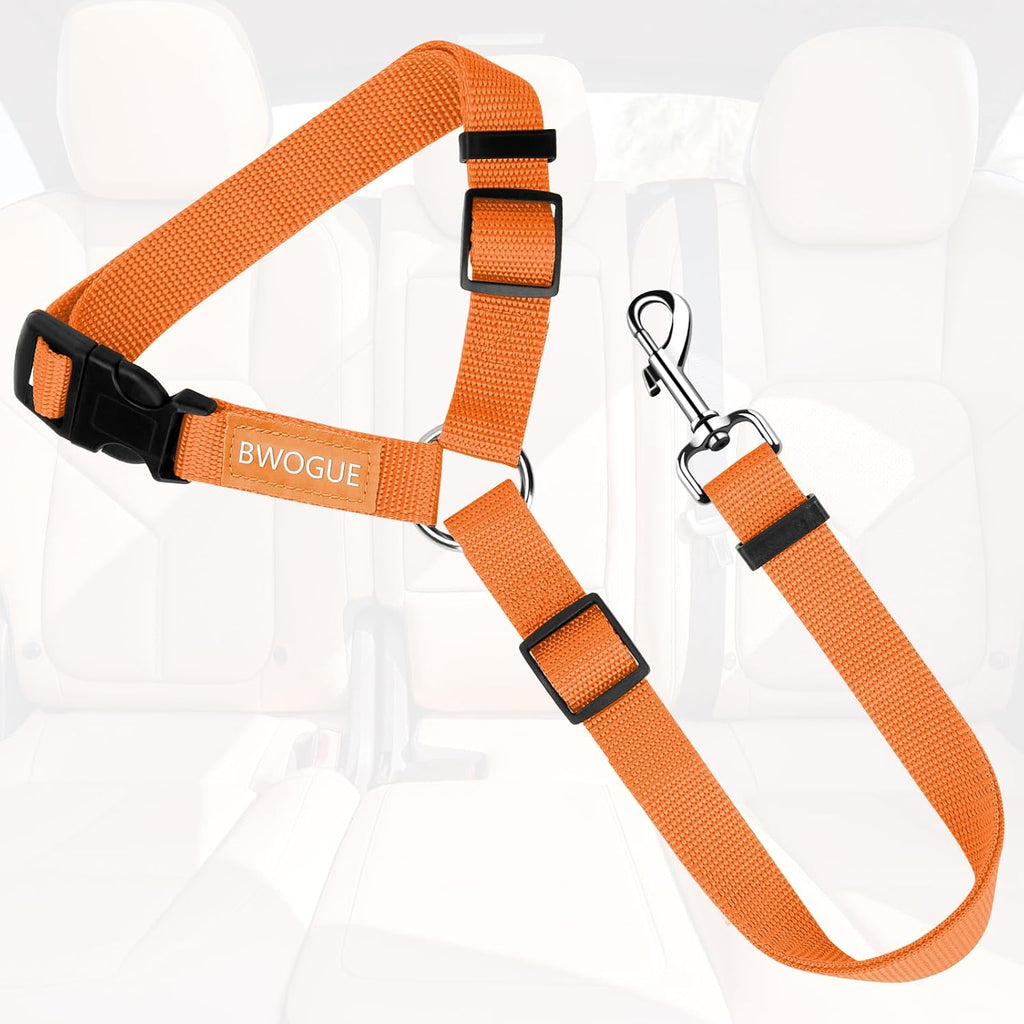 BWOGUE Dog Seat Belt for Car, Headrest Restraint Lead, Non-Elastic, Orange