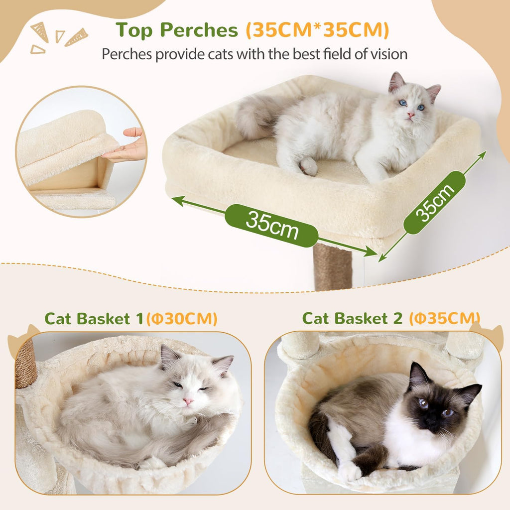 Globlazer 74in Large Sturdy Cat Tree for Large Cats, F74F, Beige