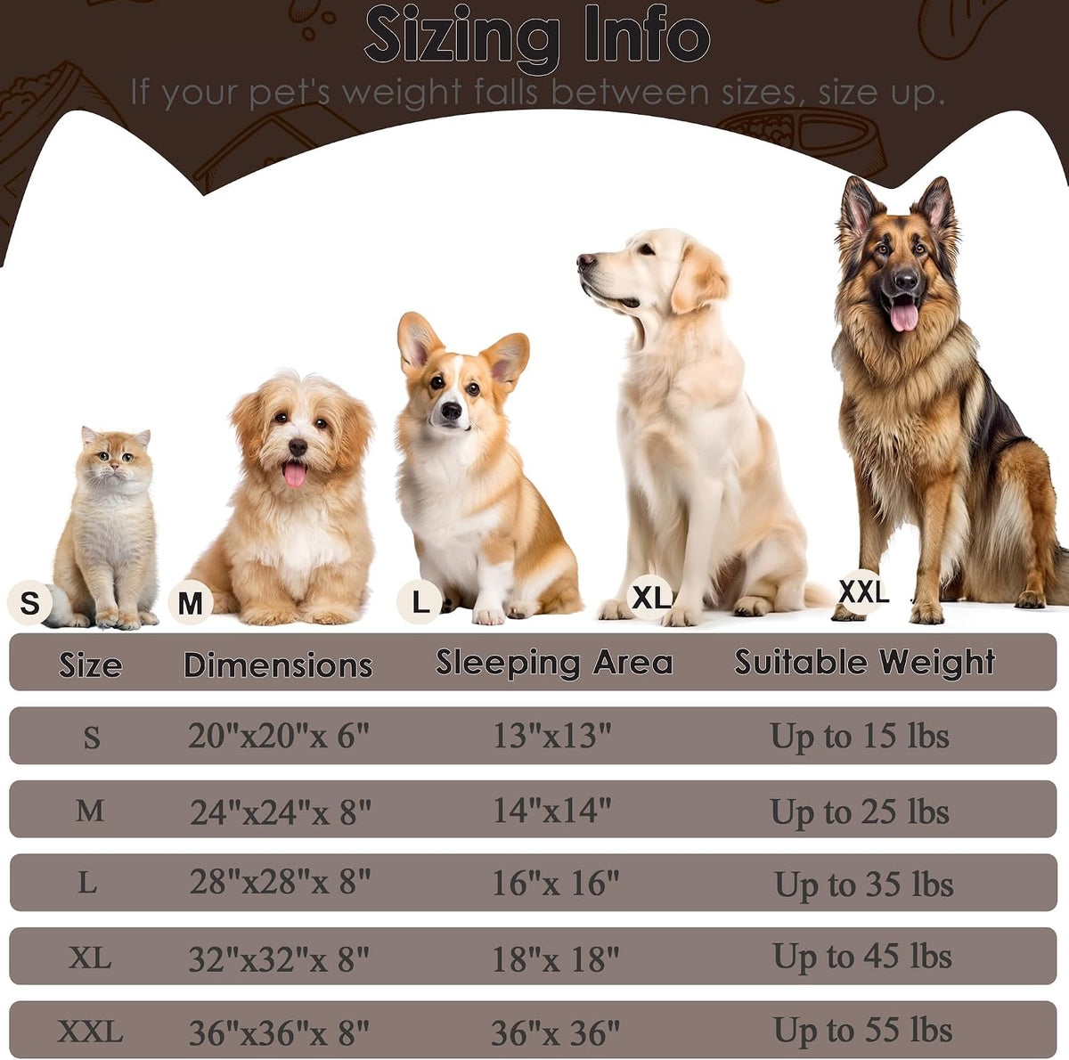 Dog Beds Large Sized Dog and Cats, 32in Pet Beds for Large Pet (Coffee)