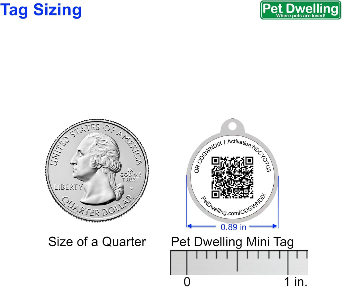 Pet Dwelling Mini Paw QR Pet ID Tag for Cats & Small Dogs | Lightweight