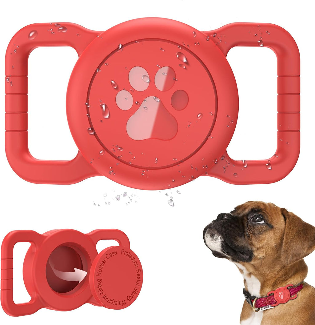 SANKALA [1 Pack] Waterproof Dog Airtag Holder, Red