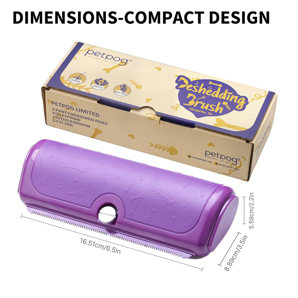 Cat and Dog Deshedding Brush for Short Hair, Purple