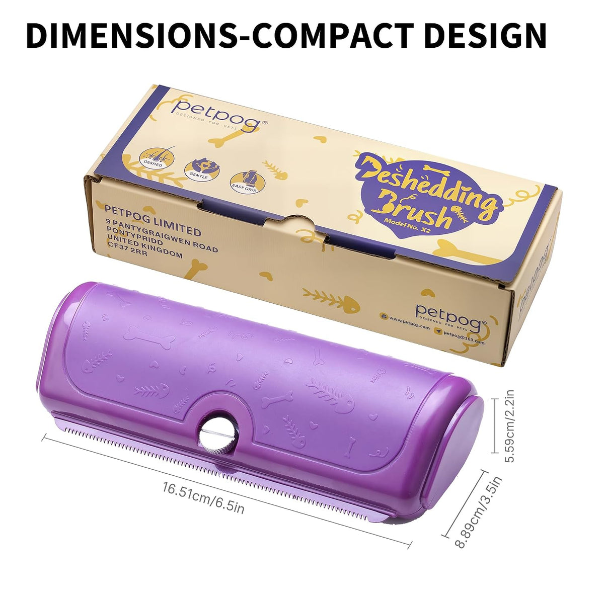 Cat and Dog Deshedding Brush for Short Hair, Purple