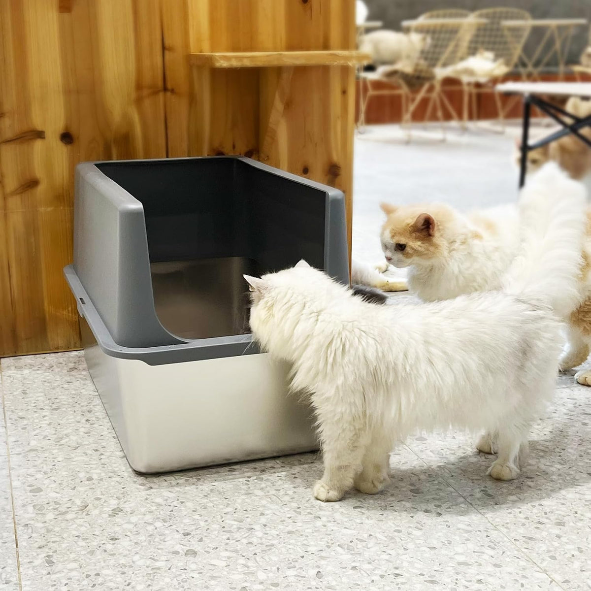 Stainless Steel Litter Box with Lid,Metal Cat Litter Box,23.5x15.5x16in