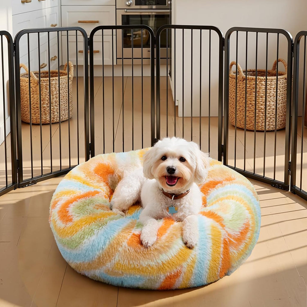 Calming Soft Round Dog & Cat Bed, Donut Cuddler Warming Cozy Fluffy Plush Cushion Beds for Small Medium Sized Dog and Cat