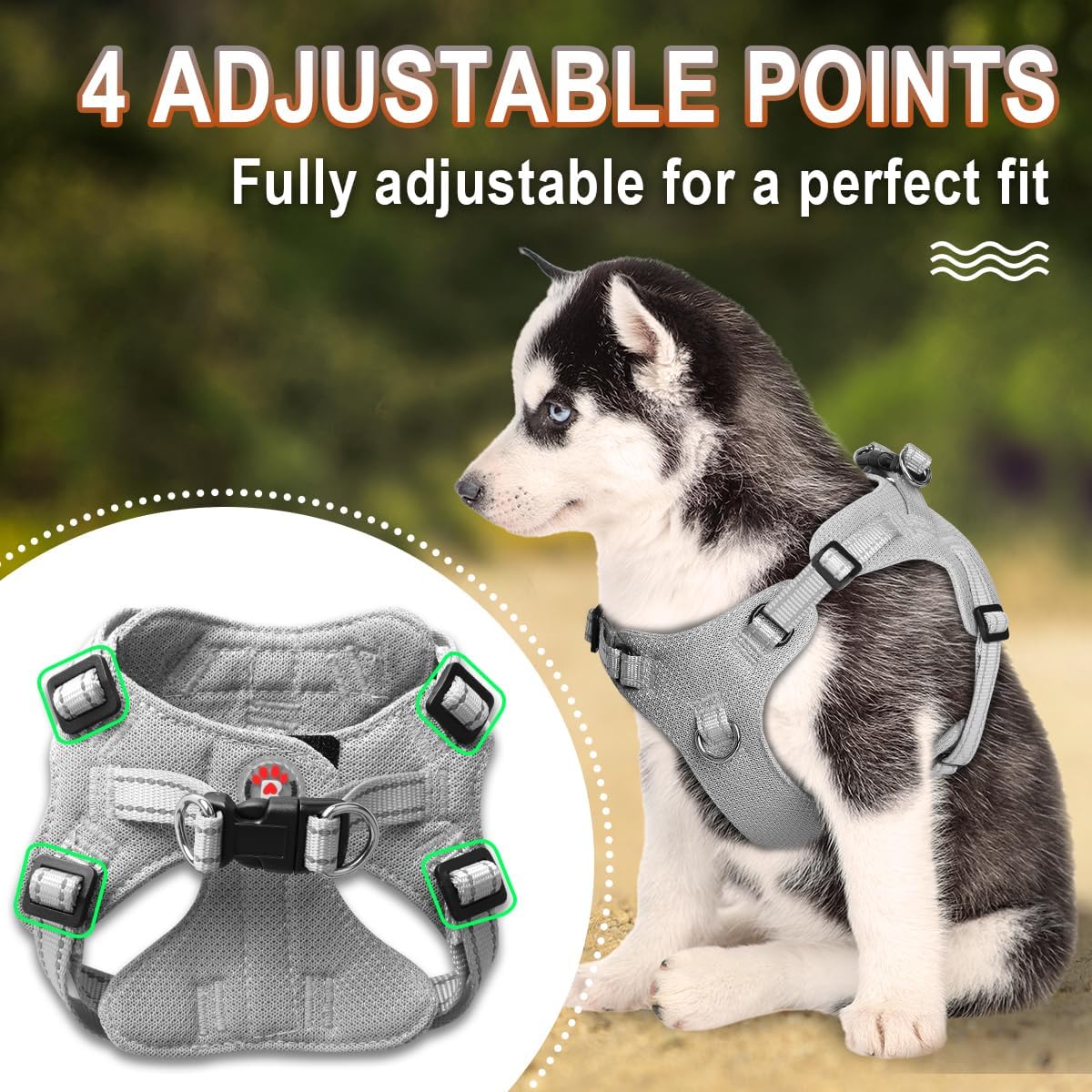 BARKBAY Small Dog Harness,No Pull Puppy Harness,Step-in Dog Vest