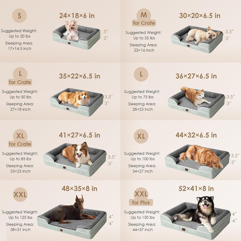 EHEYCIGA Orthopedic Extra Large Dog Bed, Waterproof Washable XL Pet Bed 44"