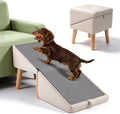 Dog Ramp for Couch and Bed, 16" High Foldable 2-in-1 Dog Ramp Ottoman, Solid Wood Frame with Non-Slip Mat, Easy to Assemble & Clean Pet Ramp, Pet Stairs Alternative Safe for Small Senior Injured Dogs