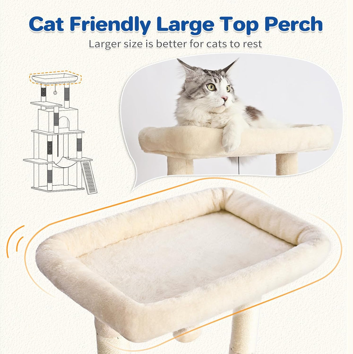 ABCPET 63" Multi-Level Cat Tree Tower for Indoor Cats, Beige