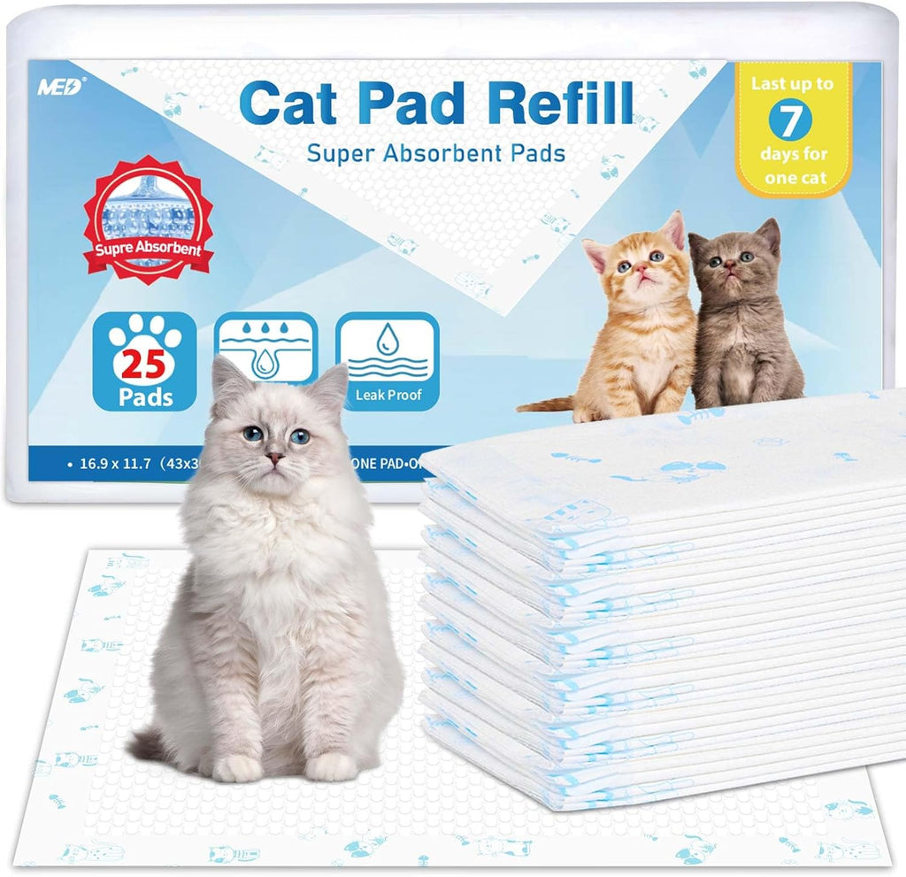 Cat Litter Pads Superior Absorbent 25 Count Scent Generic Refill Compatible with Tidy Cat Breeze Litter System 16.9x11.4 Inch Enhanced Odor Control