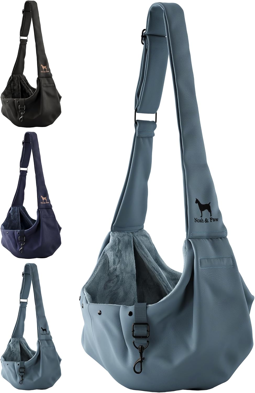 Noah & Paw Dog Sling Carrier for Small Dogs 5-18lb, Dog Sling for Small Dogs and Cats, Dog Carrier with Adjustable Padded Strap, Premium Twill, Lined with Fur, Double Safety Feature, Machine Washable