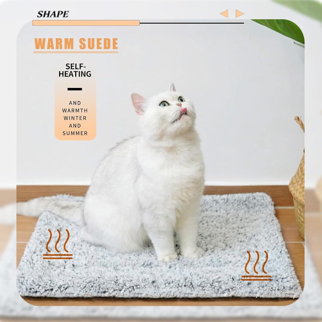 Two Uses'Cat Bed Mat,Self Warming&Cooling Cat Mat.12 * 20in.Hot/Cold Mat for Pets.Free Gel Pads and self-Heating Pads.Temperature Lock Design,Machine Washable