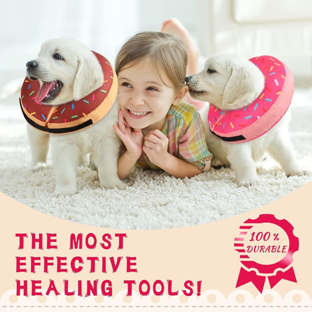 Inflatable Soft Dog Cone Collar for Small Medium Large Dogs & Cats Alternative After Surgery, Blow Up Pet Donut Neck Prevent from Biting Scratching, Comfy Adjustable Recovery Pillow