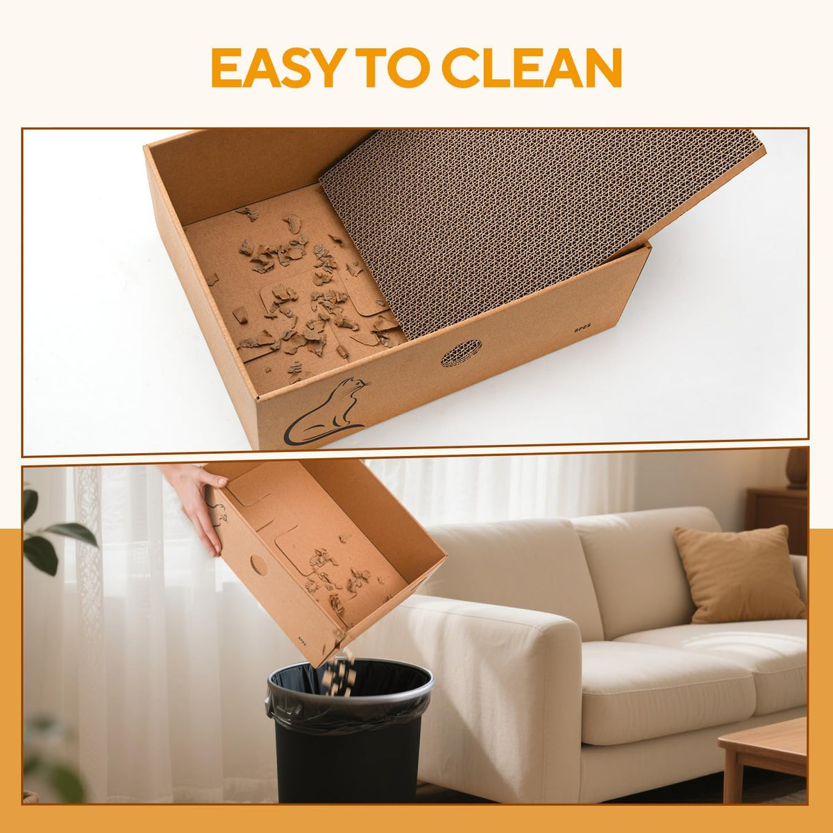AUSCAT Cat Scratcher Box with 6PCS Cat Scratching Board, Cardboard Cat Scratchers for Indoor Cats, Reversible Cat Scratch Pads for Small Medium Kittens, 14.6" L x 10.7" W x 5.2" H