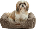 Modern Threads Ultra Soft Plush Pet Bed for Small and Medium Dogs with Elegant Texture and Stylish Design, Removable Washable Cover, Brown, (24" L x 20" W x 8" Th)