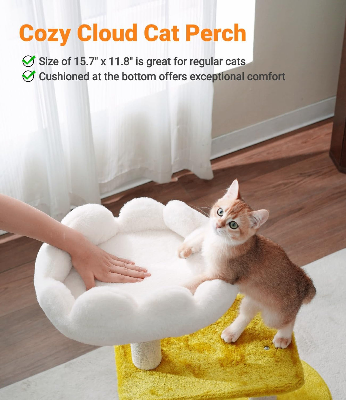 Happi N Pets 33" Cloud Cat Tree Tower, Cozy Bed & Large Condo for All Cats