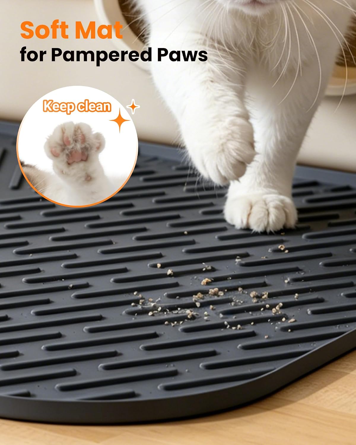 Cat Litter Mat, 47" x 37" Extra Large Cat Litter Box Mat, Silicone Waterproof Litter Trapping Mat for Scatter Control Soft on Kitty Paws Non-Slip Easy to Clean (Dark Grey) | Waterproof Litter Trapping Mat for Scatter Control, Soft on Cat Paws Non-Slip ...