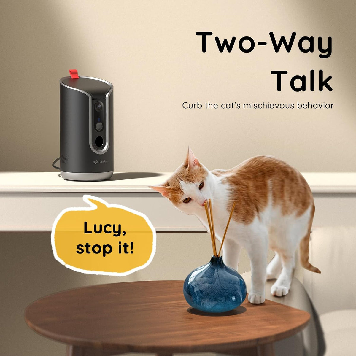 TKENPRO 2K Pet Camera Treat Dispenser, AI Photo Album, Dog Camera with 360° Auto Tracking & 5G/2.4G WiFi, 2-Way Talk, Remote Treat Tossing, Motion Alerts for Cats Indoor