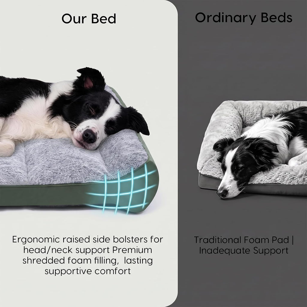 Orthopedic Dog Beds Large Sized Dog, Washable Dog Bed, 42" L, Green
