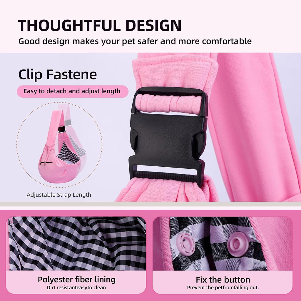 Adjustable Dog Sling Carrier with Pocket, Puppy Carrier for Small Dog & Cat