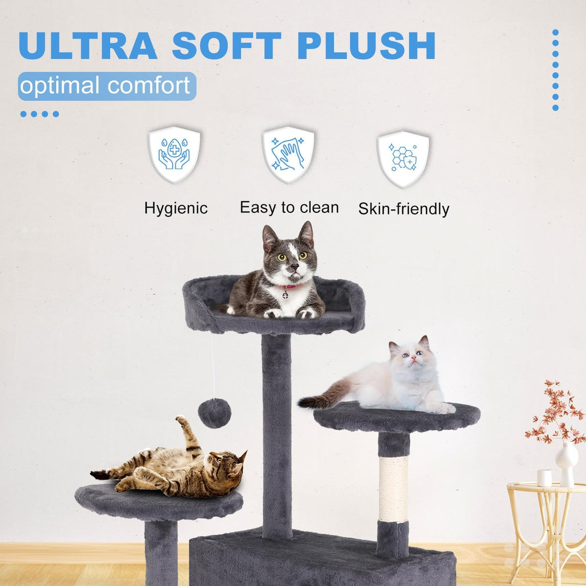 FDW | 54" Cat Tree Tower | Ashy | Multi-Level Indoor Activity Center