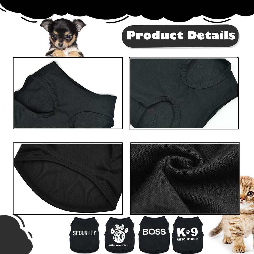 4 Pieces Dog Clothes for Small Dogs Boy Chihuahua Security Pet Shirts