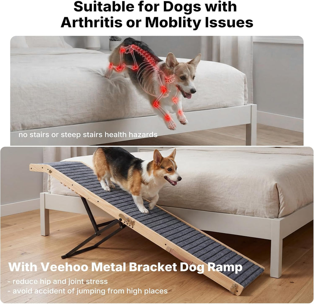 Veehoo Dog Ramp for Couch High Bed, 65" L Folding Dog Stairs for Small Dogs