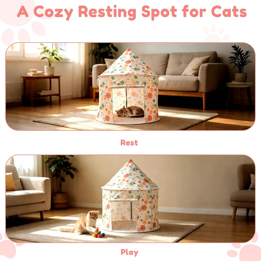 Cat Bad Pop Up Collapsible Yurt Tent, Pet Rest Hut for Indoor