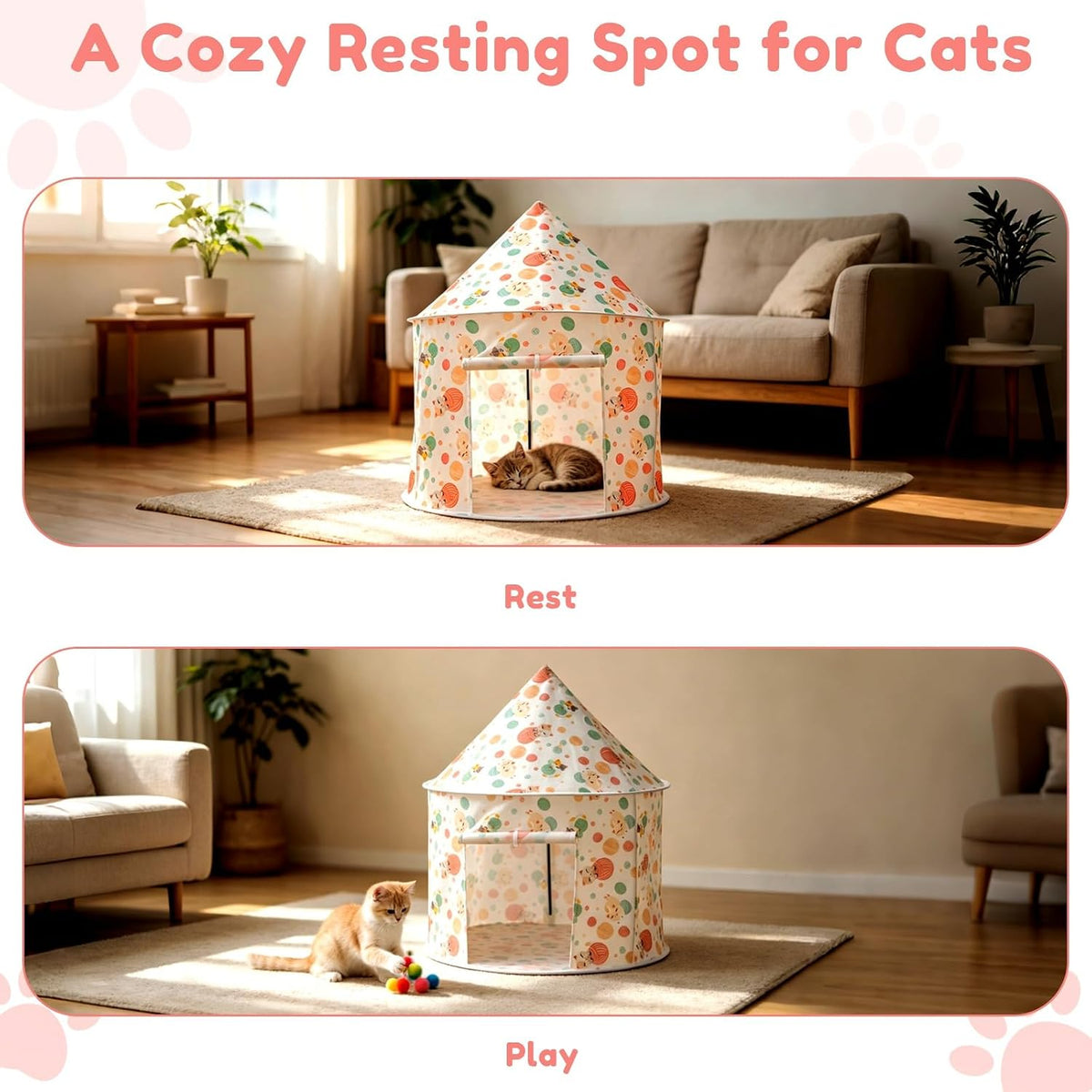 Cat Bad Pop Up Collapsible Yurt Tent, Pet Rest Hut for Indoor