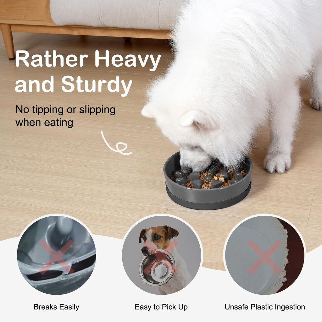 Sted Ceramic Slow Feeder Dog Bowls for Medium Large Breed