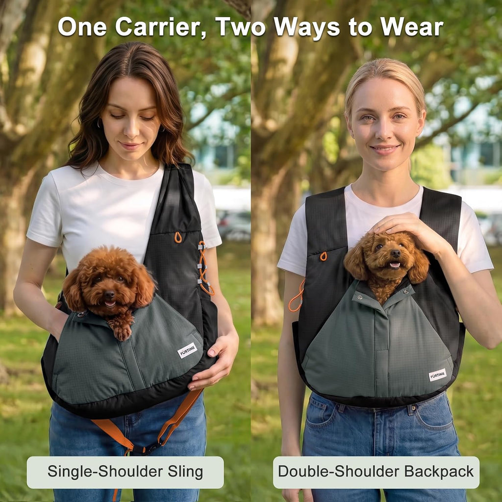 FURTIME Dog Sling Carrier, Puppy Sling for Small Dogs Up to 16 lbs