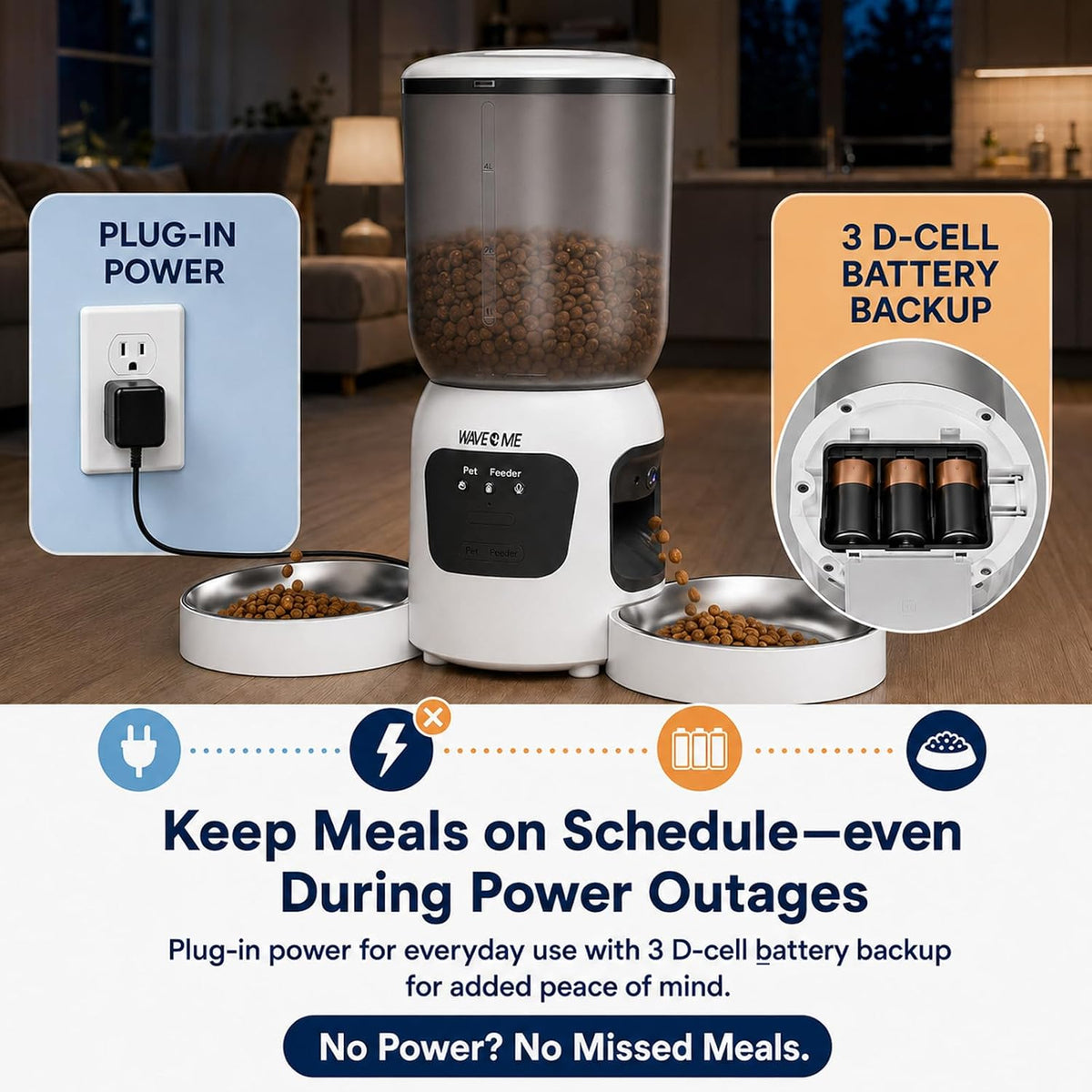 Automatic Cat Feeder for 2 Cats with Dual Cameras, 6L Dual Bowl Pet Feeder