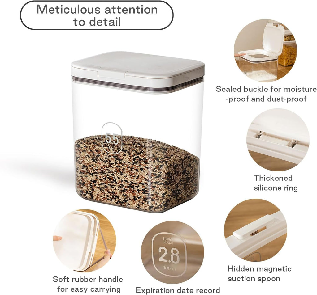 LivLab Mker 5 lb Airtight Dog Food Storage Container with Scoop, White