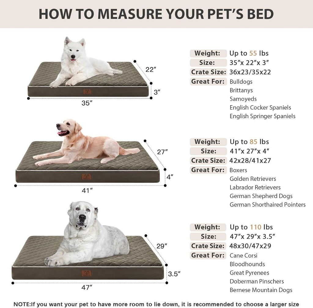 WNPETHOME Orthopedic Waterproof XL Dog Bed for Crate Cozy Sleep