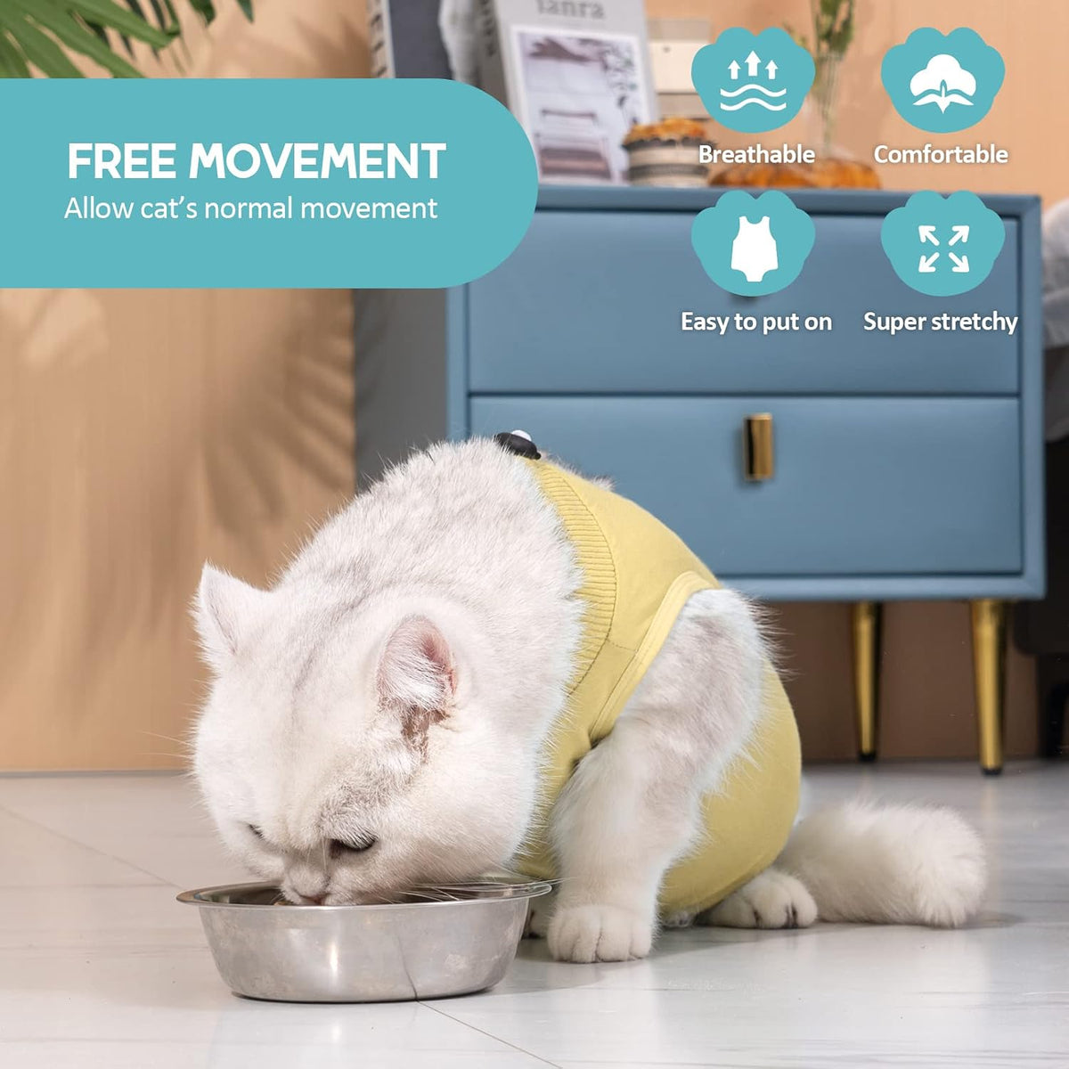 Avont Cat Recovery Suit - Kitten Onesie for Cats After Surgery