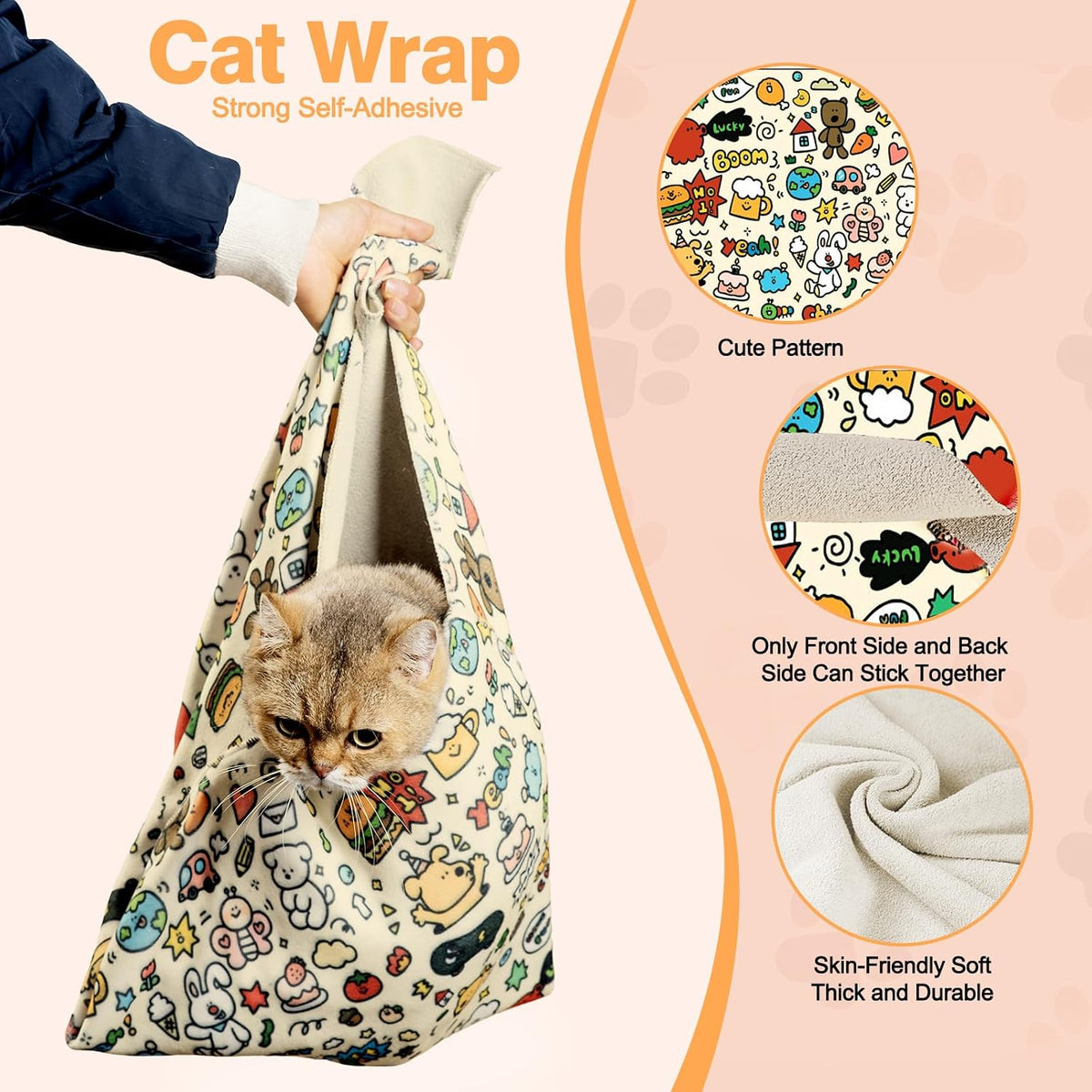 27.6" Cat Grooming Wrap Cat Wrap for Cutting Nails L(Within 15lbs)